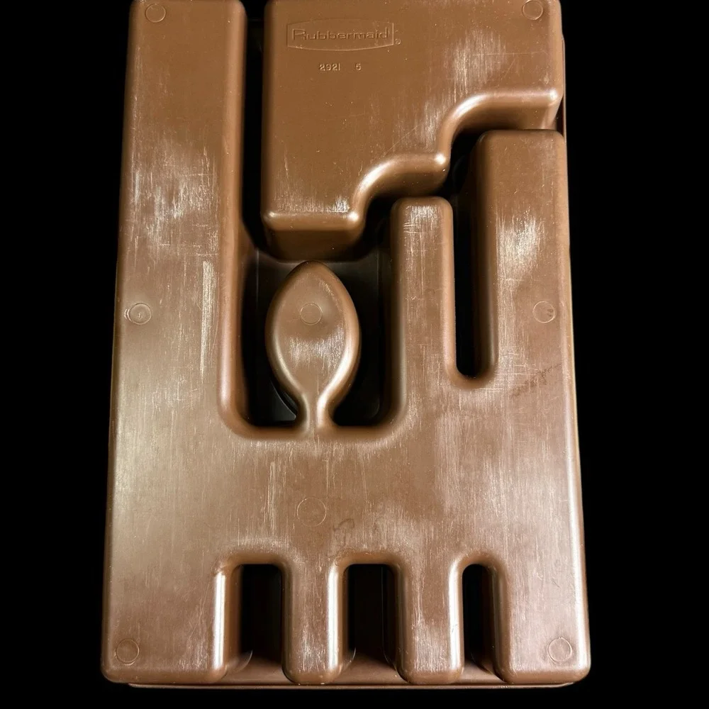 Vintage Rubbermaid Brown Tray Utensil Drawer Organizer Kitchen 9x13 2921‎